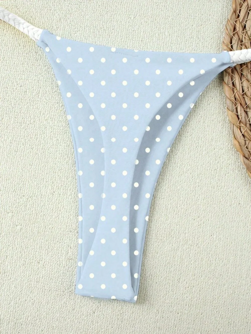Multicolor Casual Polka Dot Woven Strap Women's 2-Piece  Bikini Beach